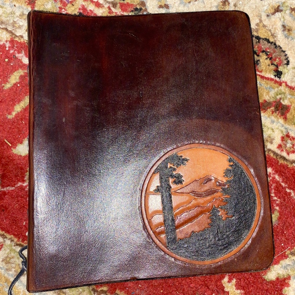 Vintage Real Leather Hand Tooled Binder